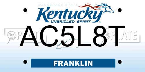 AC5L8T Kentucky License Plate