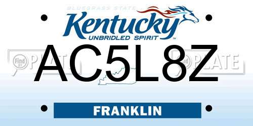 AC5L8Z Kentucky License Plate