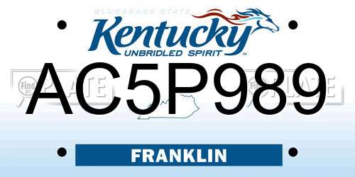 AC5P989 Kentucky License Plate