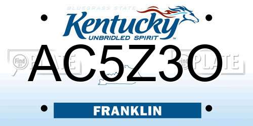 AC5Z3O Kentucky License Plate