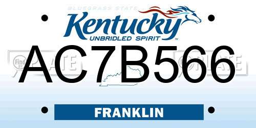 AC7B566 Kentucky License Plate