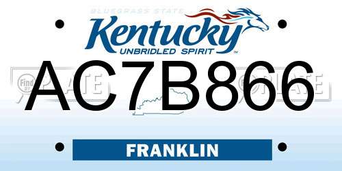 AC7B866 Kentucky License Plate