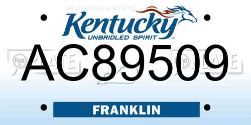 AC89509 Kentucky License Plate