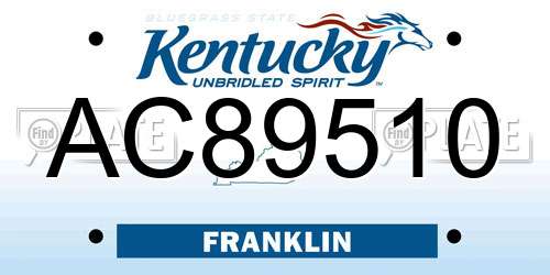 AC89510 Kentucky License Plate