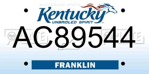 AC89544 Kentucky License Plate