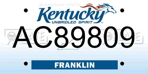 AC89809 Kentucky License Plate