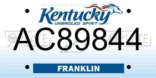 AC89844 Kentucky License Plate