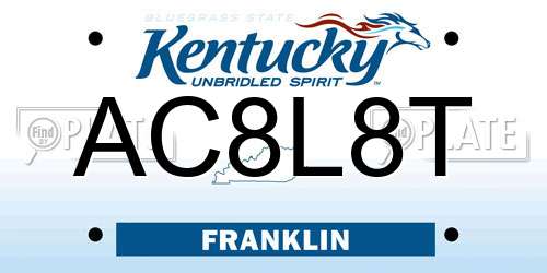 AC8L8T Kentucky License Plate