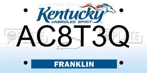AC8T3Q Kentucky License Plate