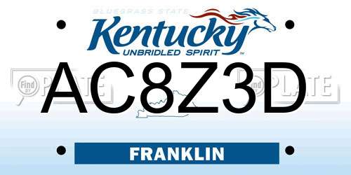 AC8Z3D Kentucky License Plate