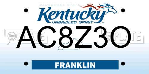 AC8Z3O Kentucky License Plate