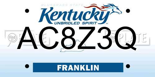 AC8Z3Q Kentucky License Plate