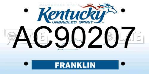 AC90207 Kentucky License Plate