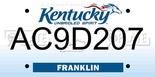 AC9D207 Kentucky License Plate