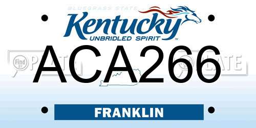 ACA266 Kentucky License Plate