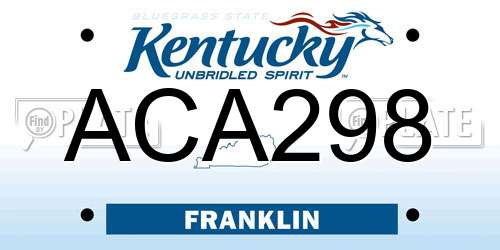 ACA298 Kentucky License Plate