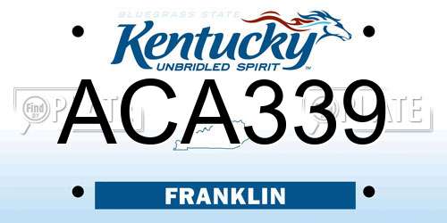 ACA339 Kentucky License Plate