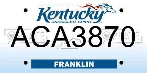ACA3870 Kentucky License Plate
