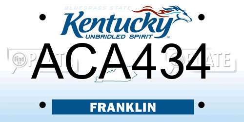 ACA434 Kentucky License Plate
