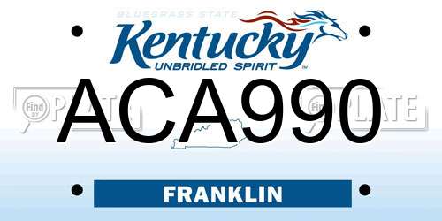 ACA990 Kentucky License Plate