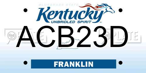 ACB23D Kentucky License Plate
