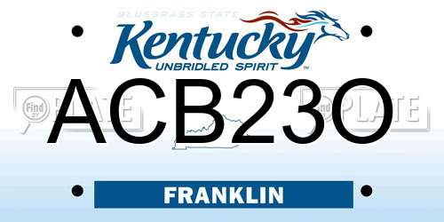 ACB23O Kentucky License Plate