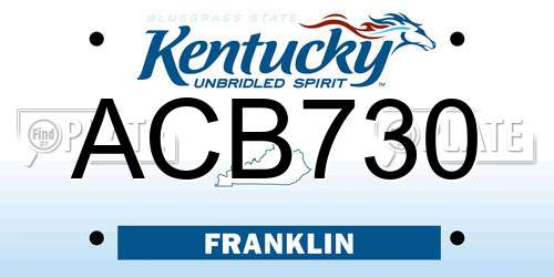 ACB730 Kentucky License Plate