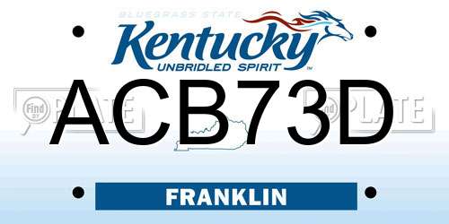 ACB73D Kentucky License Plate