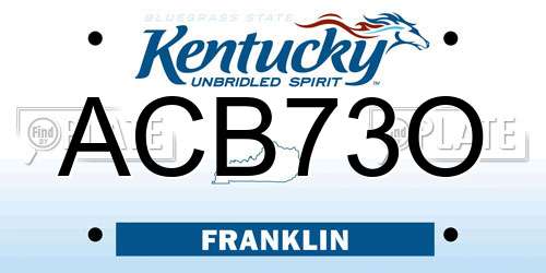 ACB73O Kentucky License Plate