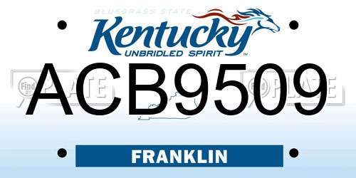ACB9509 Kentucky License Plate