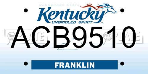 ACB9510 Kentucky License Plate