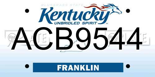 ACB9544 Kentucky License Plate