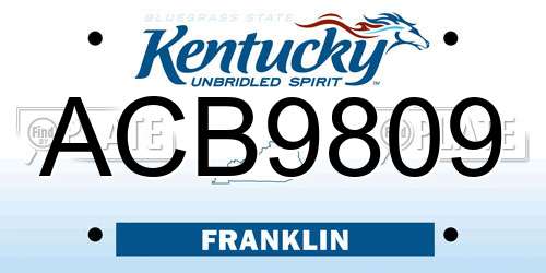 ACB9809 Kentucky License Plate