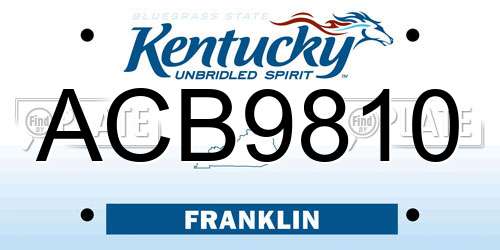 ACB9810 Kentucky License Plate