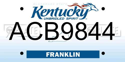 ACB9844 Kentucky License Plate