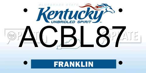 ACBL87 Kentucky License Plate