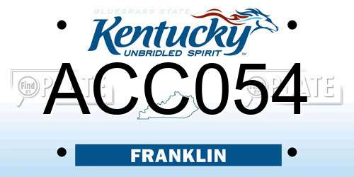 ACC054 Kentucky License Plate