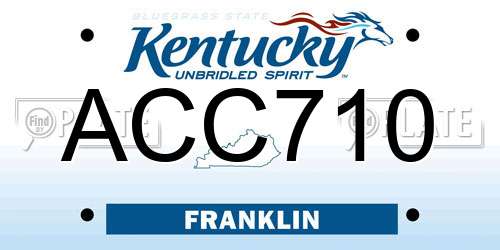 ACC710 Kentucky License Plate