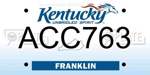 ACC763 Kentucky License Plate
