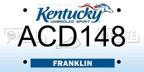 ACD148 Kentucky License Plate