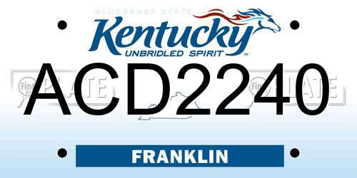 ACD2240 Kentucky License Plate
