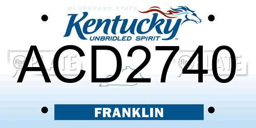 ACD2740 Kentucky License Plate