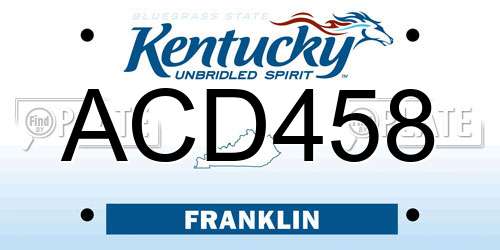 ACD458 Kentucky License Plate