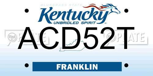 ACD52T Kentucky License Plate