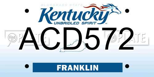 ACD572 Kentucky License Plate