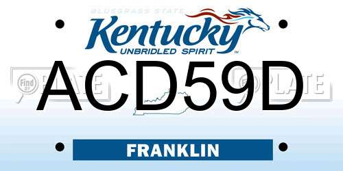 ACD59D Kentucky License Plate