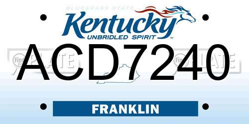 ACD7240 Kentucky License Plate