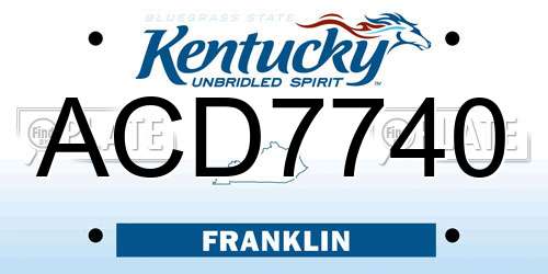 ACD7740 Kentucky License Plate