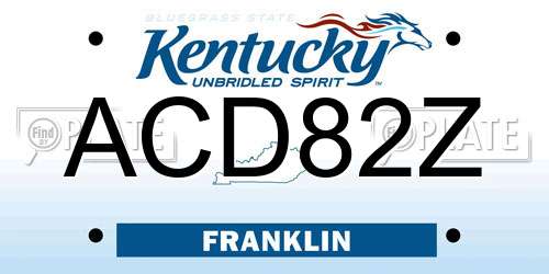 ACD82Z Kentucky License Plate