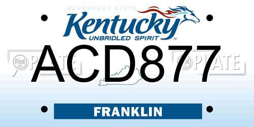 ACD877 Kentucky License Plate